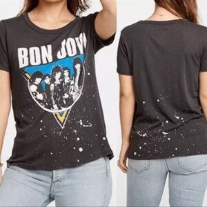 BON JOVI Graphic Splatter Charcoal Grey T-Shirt by Chaser Size M